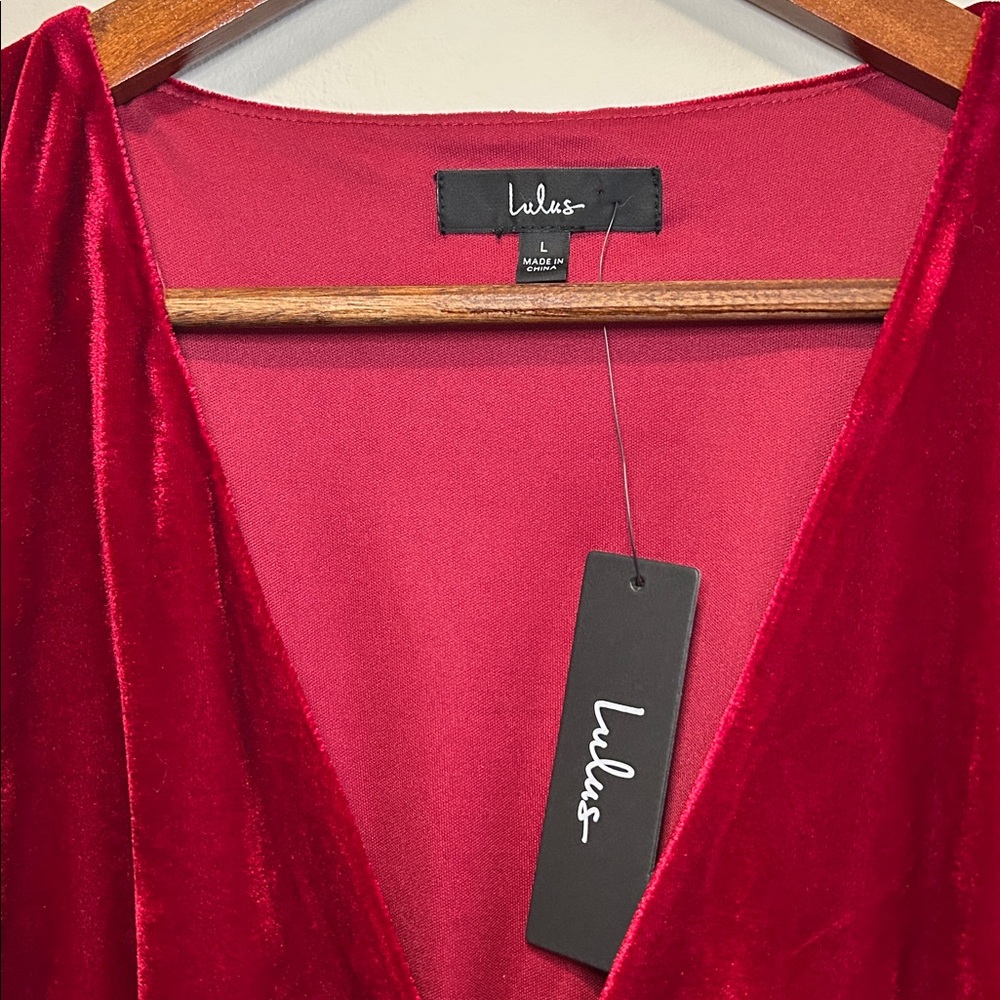 Lulu's Make It Merry Red Velvet Dress - Picture 6 of 6